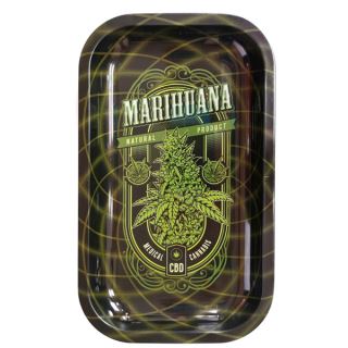 12860 - Bandeja Metal 27x16 cm. Marihuana CBD