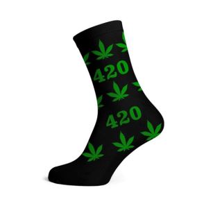 20510 - Calcetines Cannabicos Hombre 420 Black Leaves