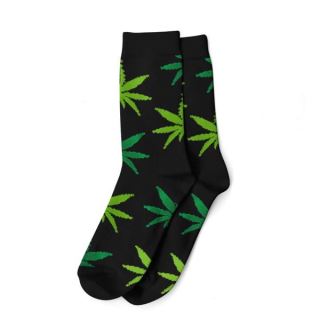 20511 - Calcetines Cannabicos Hombre Black Leaves