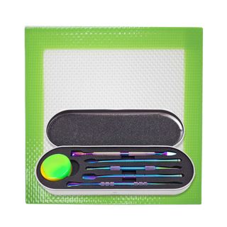 23354 - Dabber Acero Inox. Set Oil Rainbow & Tapete Silicona