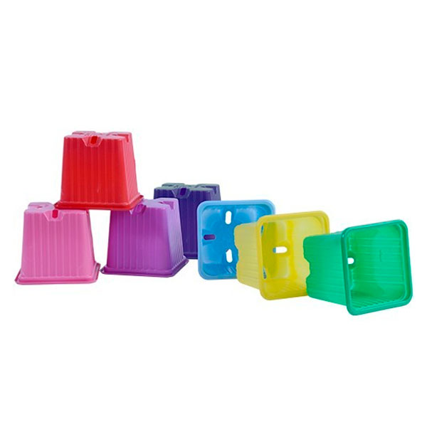 Maceta Cuadrada C. Multicolor 7 x 7 x 6 cm. 0.20 lt. - 50 ud