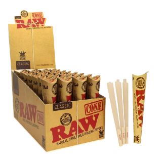 6423 - Papel de fumar Cones Raw King Size  3 ud. x 32 Blister.