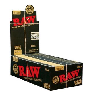 Papel de fumar Raw Single Wide Black Doble 25 Librillos.